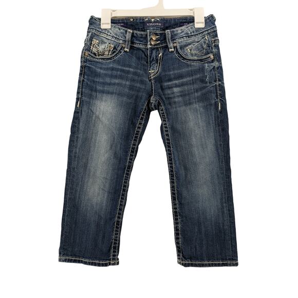Vigoss The Chelsea Capri Jeans 1 Blue W29 L19 Thick Stitching Straight Leg Denim - Picture 12 of 12